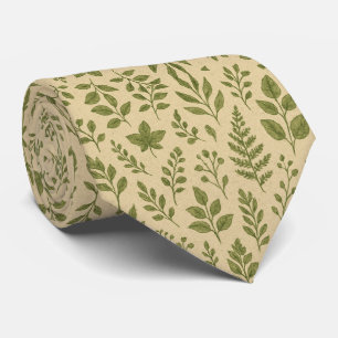 Botanical Sage Green Leaves Tie