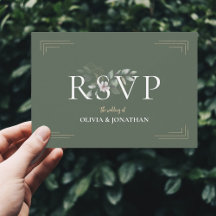 Botanical Sage Green Wedding Meal Choice RSVP