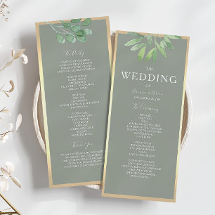 Botanical Sage Green Wedding Programme