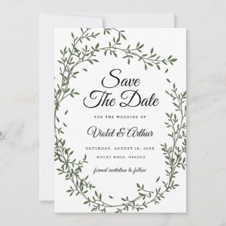 Botanical Sage Wreath Wedding Save The Date  Invitation