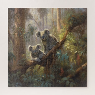 Botanical scene curious koalas in eucalyptus tree  jigsaw puzzle
