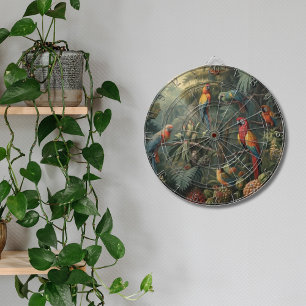 Botanical scene of parrots and pineapples  dartboard