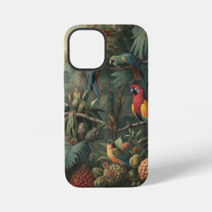 Botanical scene of parrots and pineapples  iPhone 12 mini case