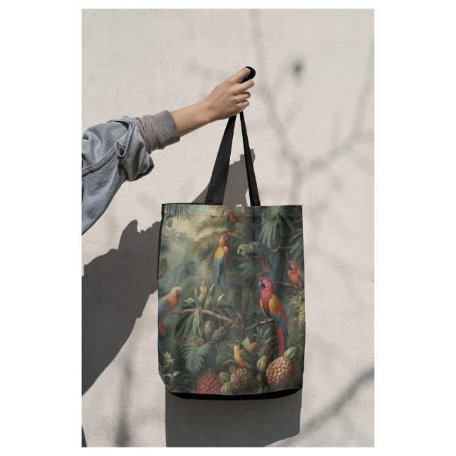 Botanical scene of parrots and pineapples  tote bag (Creator Uploaded)