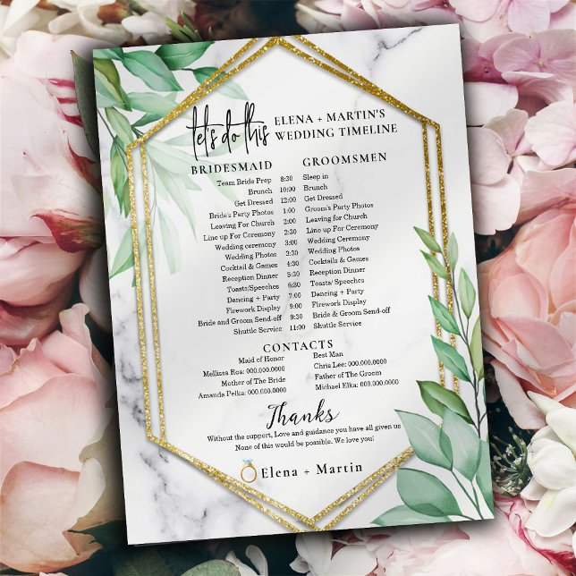 Botanical Script Text Wedding Day Timeline (Creator Uploaded)
