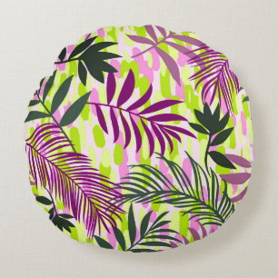 Botanical seamless pattern mixed with geometric sh round cushion