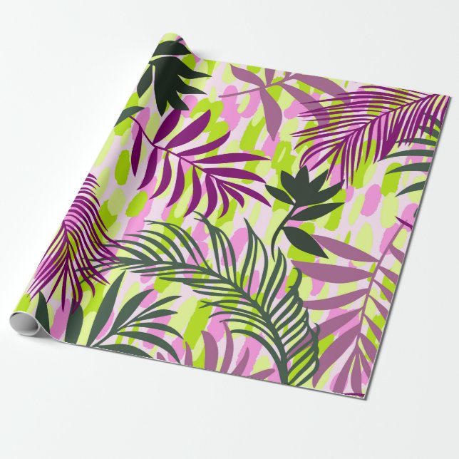 Botanical seamless pattern mixed with geometric sh wrapping paper (Unrolled)