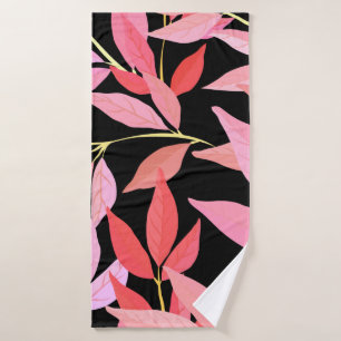Botanical seamless pattern with leaves. Bright sum Bath Towel