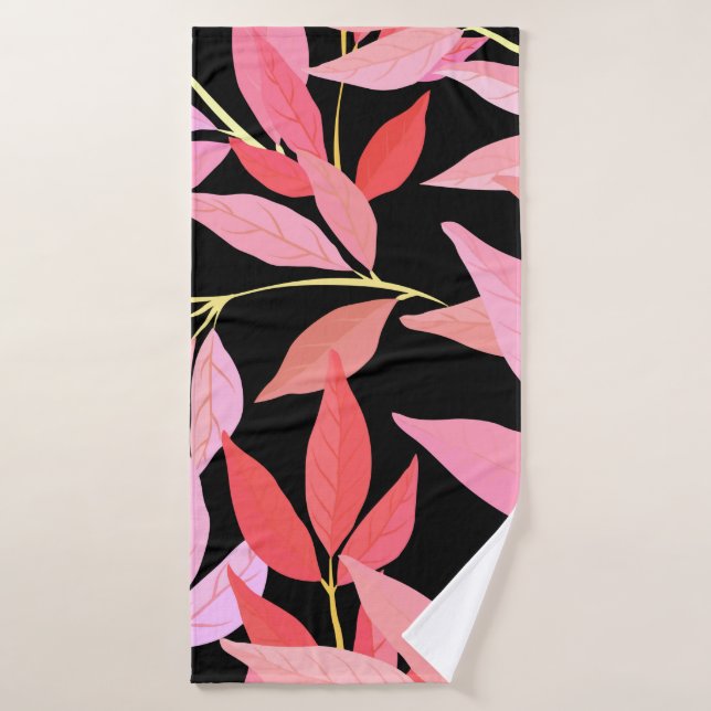 Botanical seamless pattern with leaves. Bright sum Bath Towel (Bath Towel)
