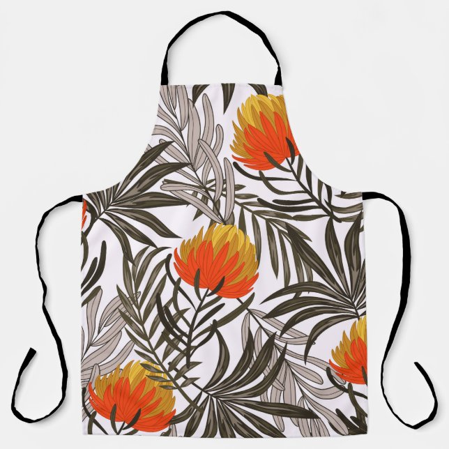 Botanical seamless tropical pattern with bright pl apron (Front)
