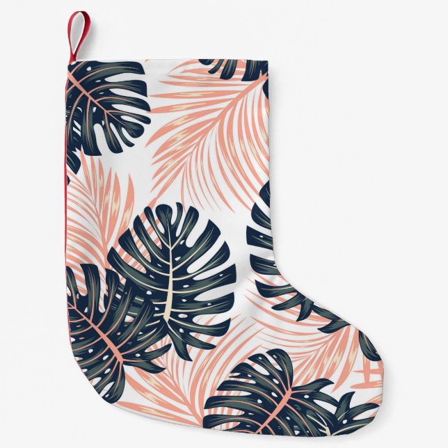 Botanical seamless tropical pattern with bright pl small christmas stocking (Front)