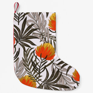 Botanical seamless tropical pattern with bright pl small christmas stocking