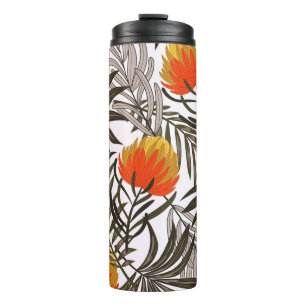 Botanical seamless tropical pattern with bright pl thermal tumbler