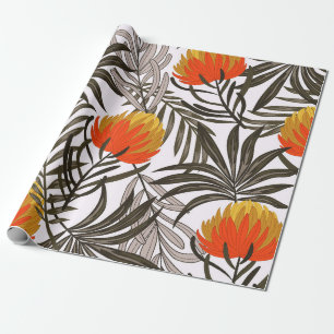 Botanical seamless tropical pattern with bright pl wrapping paper