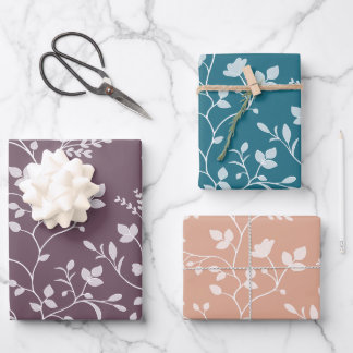 Botanical Serenade white floral silhouette Wrapping Paper Sheet