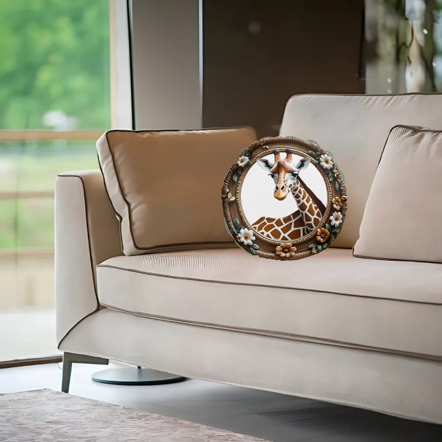 Botanical Serengeti Giraffe Round Cushion (Creator Uploaded)