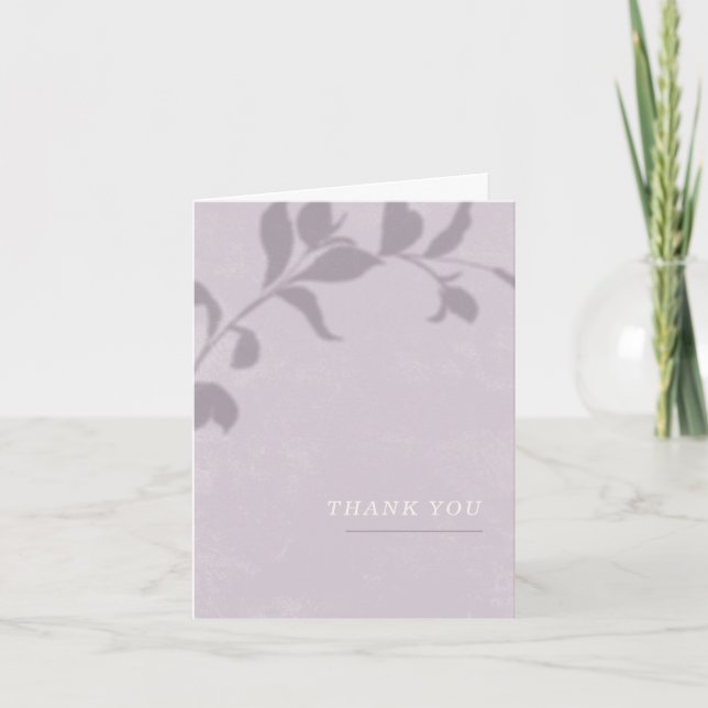 Botanical Shadow Wedding Thank You Card - Purple (Front)