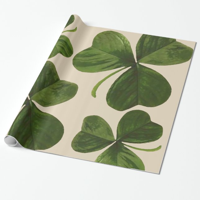 Botanical Shamrocks Photo on Custom Colour Wrapping Paper (Unrolled)