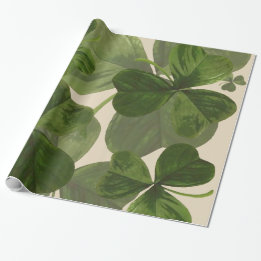 Botanical Shamrocks Photo on Custom Cream Colour Wrapping Paper