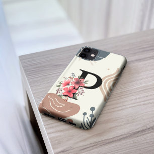 Botanical Shape Boho Retro With Name 1st Capital P iPhone 16 Case