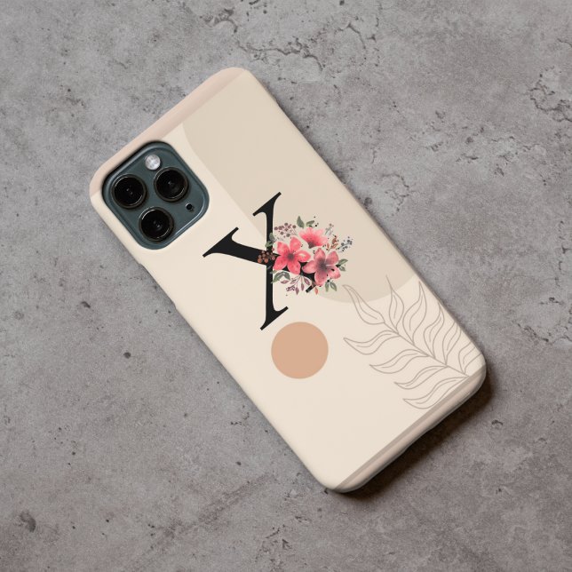 Botanical Shape Boho Retro With Name 1st Capital X Case-Mate iPhone Case (Creator Uploaded)