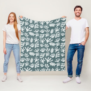 Botanical Shapes Matisse Cutout Pattern Fleece Bla