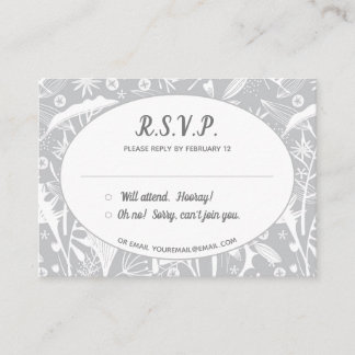 Botanical Silver Grey Pattern RSVP Enclosure Card