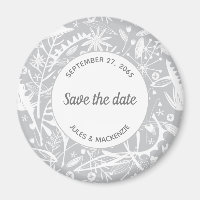 Botanical Silver Grey Pattern Save the Date