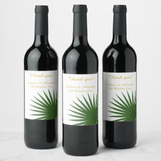 BOTANICAL SIMPLE CUSTOMIZABLE WHITE GREEN FERN WINE LABEL