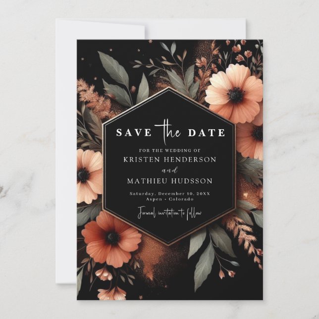 Botanical Simple Terracotta Wedding Save The Date (Front)
