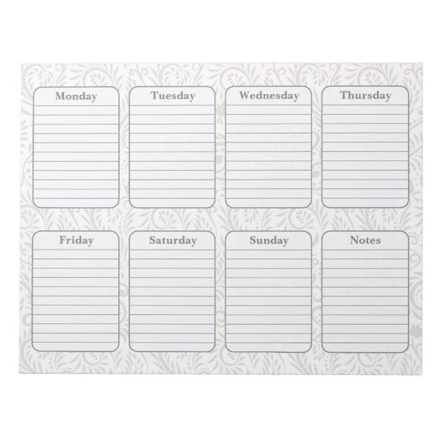 Botanical Simple Weekly Planner Tear Away Notepad (Front)