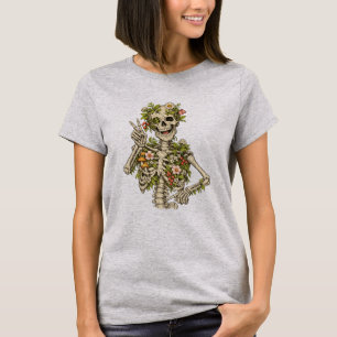 Botanical Skeleton Peace Pose – Nature’s Humour T-Shirt