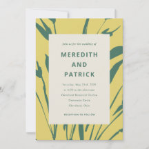 Botanical Sketch Citrus Pine Wedding Invitation