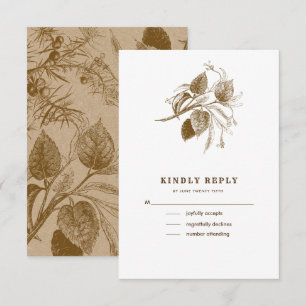 Botanical Sketch Kraft Paper Wedding RSVP Cards