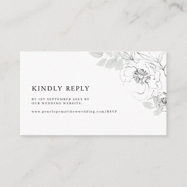 Botanical Sketch Website RSVP  Enclosure Card (Front)