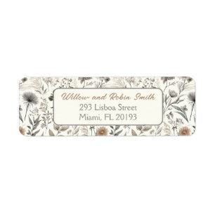 Botanical Sketch Wildflower Boho Return Address