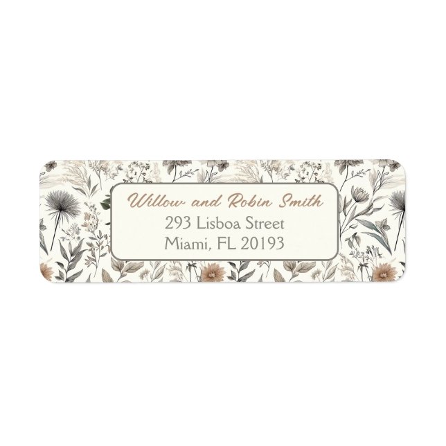 Botanical Sketch Wildflower Boho Return Address (Front)