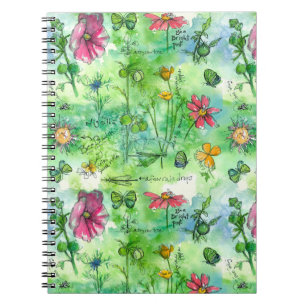 Botanical Sketchbook Butterfly Watercolor Flowers Notebook