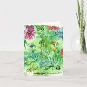 Botanical Sketchbook Watercolor Flowers Thank You Card