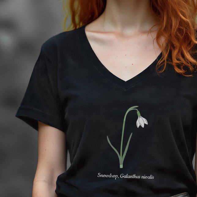 Botanical Snowdrop Pastel Flower T-Shirt (Botanical Snowdrop Flower Woman T-Shirt)