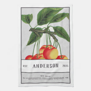 Botanical Sour Cherry Customizable Tea Towel