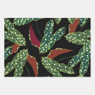 Botanical Spotted Begonia Leaves Wrapping Paper Sh