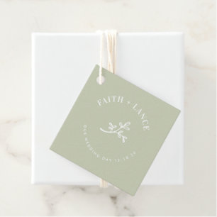 BOTANICAL SPRIG new life modern wedding sage green Favour Tags