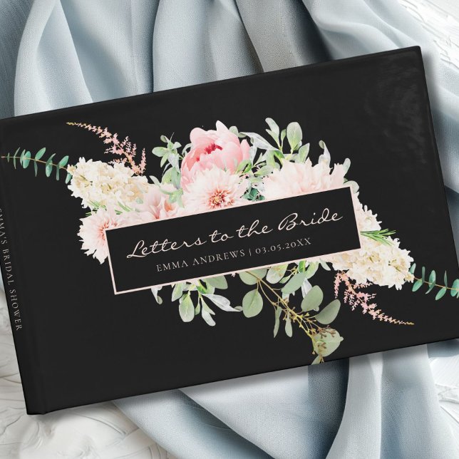 Botanical Spring Bridal Shower Guest Book (Personalized, modern, elegant, watercolor, floral "Letters to the Bride" Bridal Shower Guest Book.)