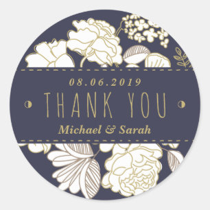 Botanical Spring Flowers Wedding Thank You Sticker