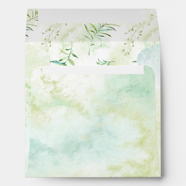 Botanical Spring Green Watercolor Wash Envelope (Back (Bottom))