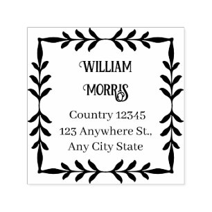 Botanical Square Custom Address Stamp