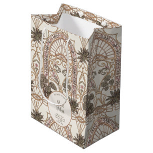 Botanical Stained Glass Art Nouveau Wedding Medium Gift Bag