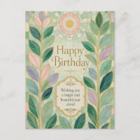 Botanical Stained Glass Birthday Glow