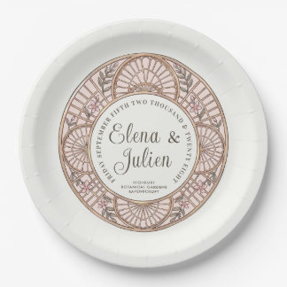 Botanical Stained Glass Wedding Paper Plate
